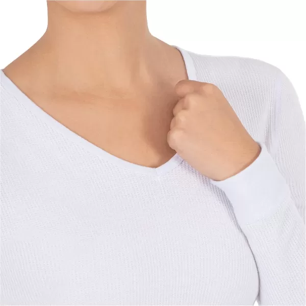 imageFruit of the Loom Womens Micro Waffle Thermal VNeckWhite