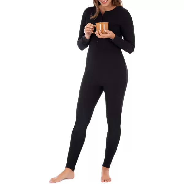 imageFruit of the Loom womens Micro Waffle Premium Thermal Union SuitBlack