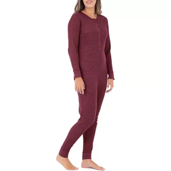 imageFruit of the Loom womens Micro Waffle Premium Thermal Union SuitMerlot Heather
