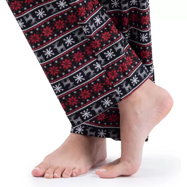 imageFruit of the Loom womens Waffle Vneck Top and Flannel Pant Sleep SetGrey HeatherFair Isle Black