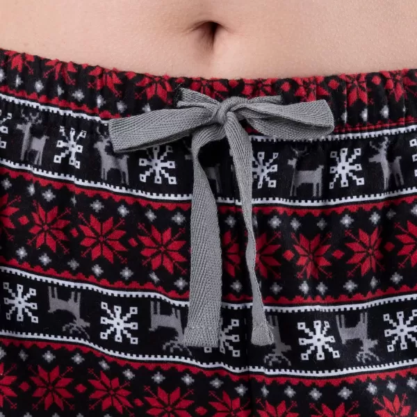 imageFruit of the Loom womens Waffle Vneck Top and Flannel Pant Sleep SetGrey HeatherFair Isle Black