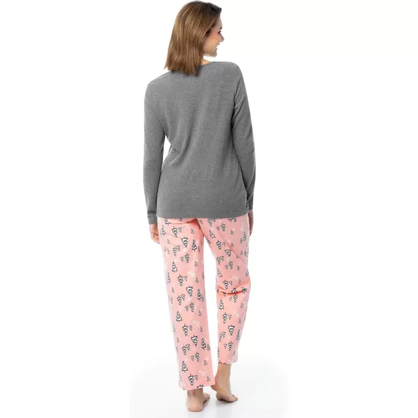 imageFruit of the Loom womens Waffle Vneck Top and Flannel Pant Sleep SetHeather GreySnowy Trees