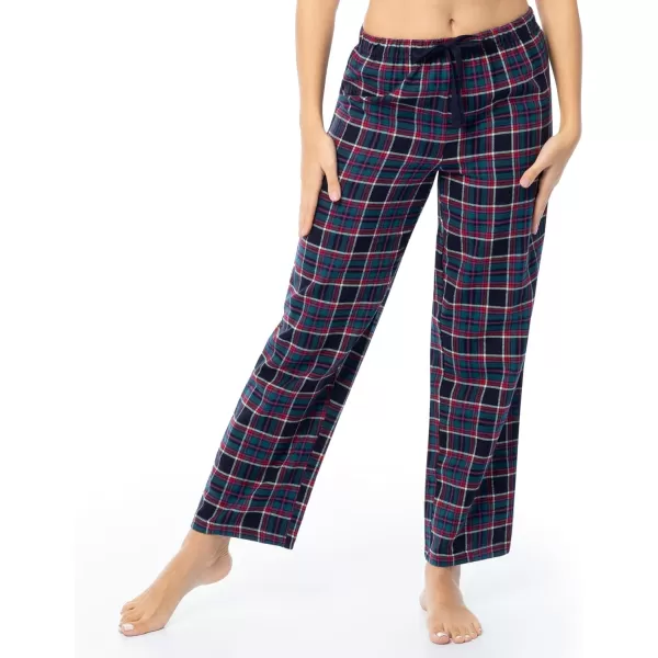 imageFruit of the Loom womens Waffle Vneck Top and Flannel Pant Sleep SetNavyHoliday Plaid