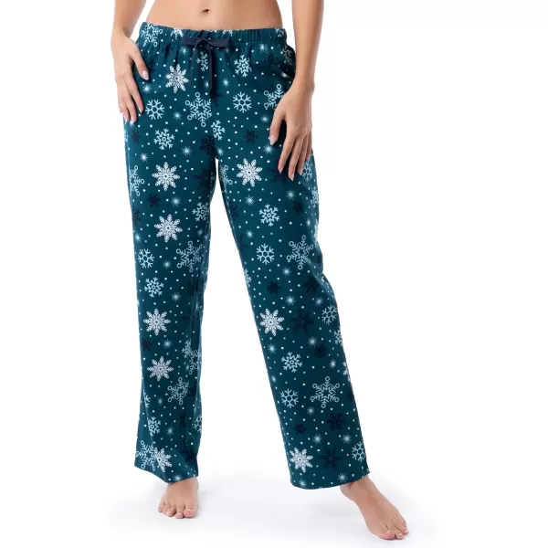 imageFruit of the Loom womens Waffle Vneck Top and Flannel Pant Sleep SetNavySnowflake