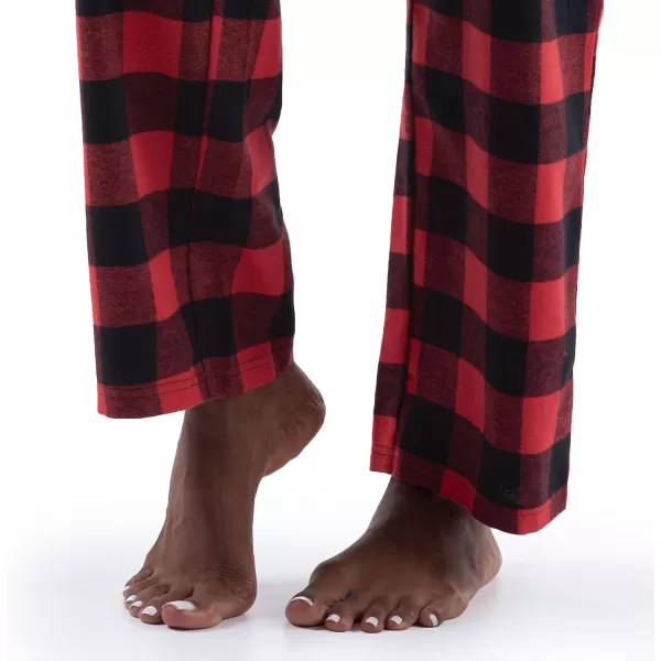 imageFruit of the Loom womens Waffle Vneck Top and Flannel Pant Sleep SetRadiant RedBuffalo Check