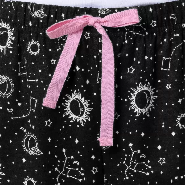 imageFruit of the Loom womens Waffle Vneck Top and Flannel Pant Sleep SetSoft PinkCosmic Sky