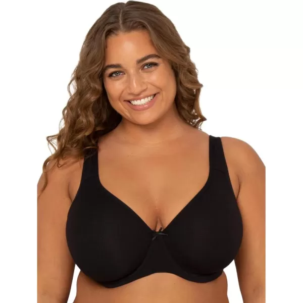 imageFit For Me By Fruit of the Loom Womens Plus Size Cotton Unlined Underwire BraPinchFree Straps  Side and Back SmoothingBlack Hue