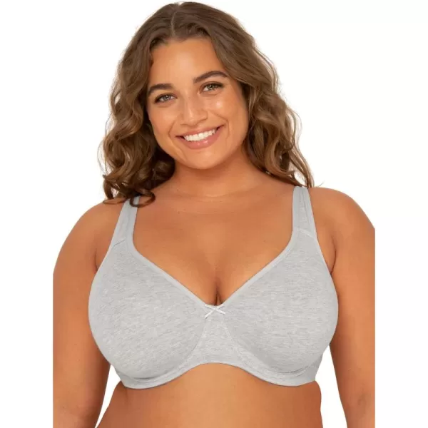 imageFit For Me By Fruit of the Loom Womens Plus Size Cotton Unlined Underwire BraPinchFree Straps  Side and Back SmoothingHeather Grey