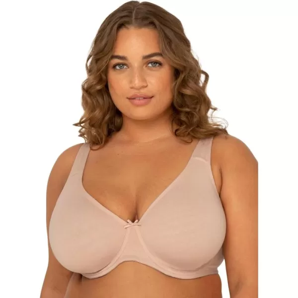 imageFit For Me By Fruit of the Loom Womens Plus Size Cotton Unlined Underwire BraPinchFree Straps  Side and Back SmoothingSand