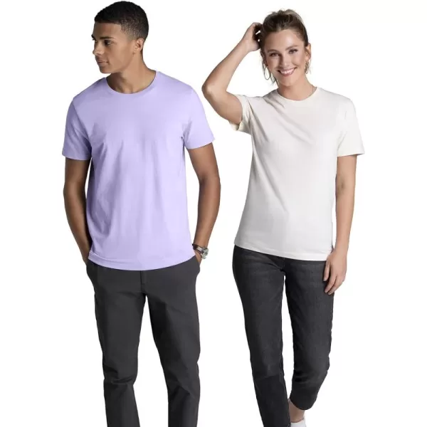 imageFruit of the Loom Recover Cotton TShirt Made with Sustainable Low Impact Recycled Fiber2 Pack  Lilac Petal Ivory