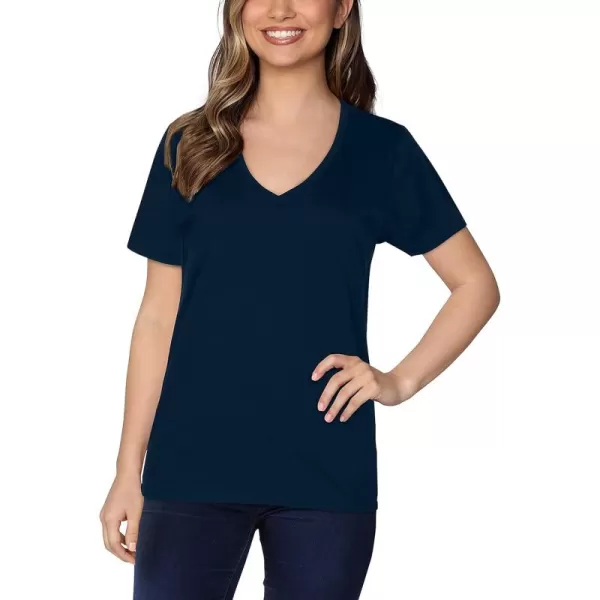 imageFruit of the Loom Womens Crafted Comfort Pima Cotton Short Sleeve TshirtsVneck  Navy