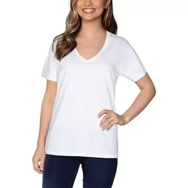 imageFruit of the Loom Womens Crafted Comfort Pima Cotton Short Sleeve TshirtsVneck  White