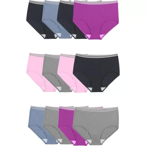 imageFruit of the Loom Womens Eversoft Cotton Brief Underwear Tag Free ampamp Breathable Available in Plus SizeBrief  Cotton Blend  12 Pack  GreyPinkBlue