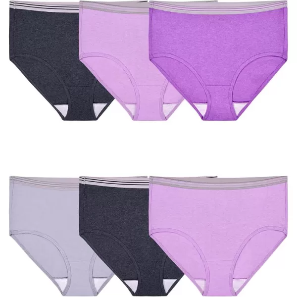 imageFruit of the Loom Womens Eversoft Cotton Brief Underwear Tag Free ampamp Breathable Available in Plus SizeBrief  Cotton Blend  6 Pack  Grey Purple