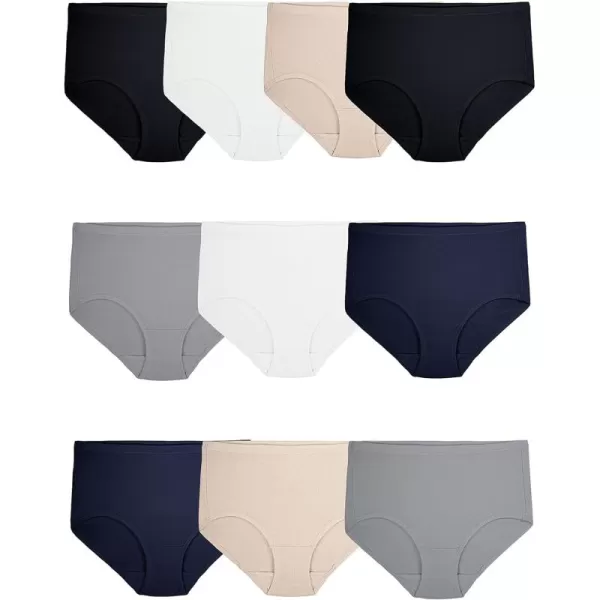 Plus Size Brief - Cotton - 10 Pack - White/Grey/Navy