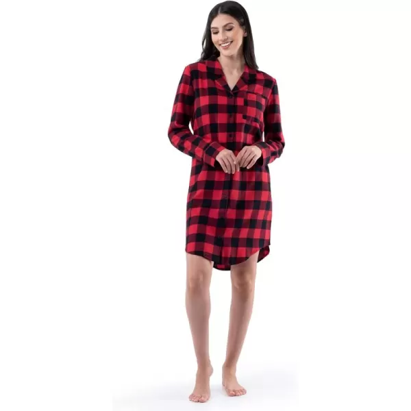 imageFruit of the Loom Womens Flannel Sleep ShirtBuffalo Check