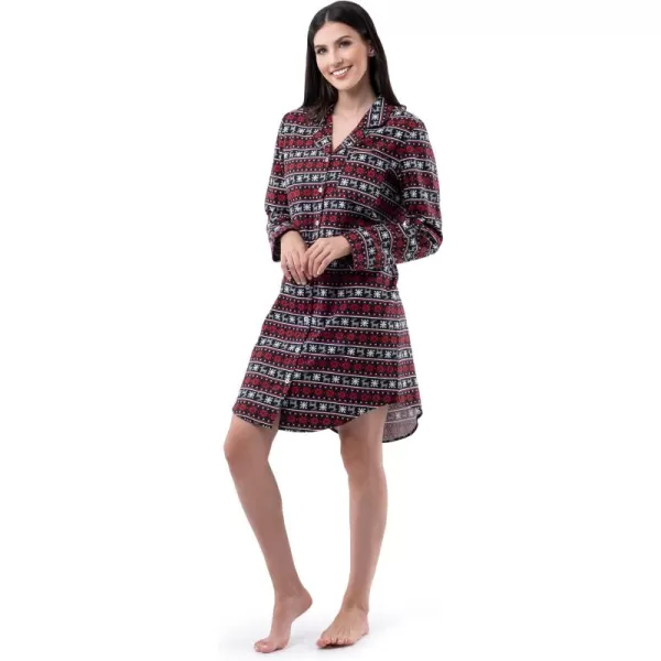 imageFruit of the Loom Womens Flannel Sleep ShirtFair Isle Black