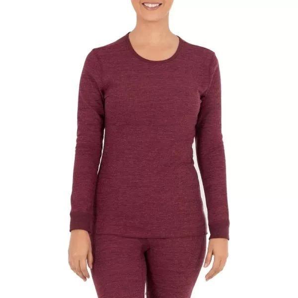 imageFruit of the Loom Womens Micro Waffle Premium Thermal Underwear Tee ShirtMerlot Heather