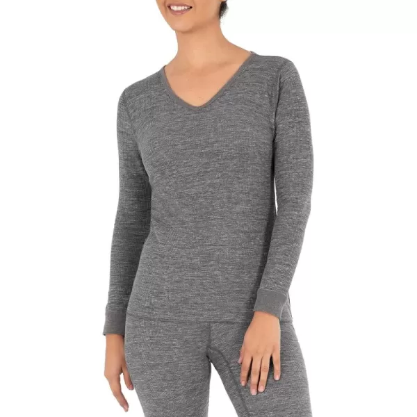 imageFruit of the Loom Womens Micro Waffle Thermal VNeckSmoke Heather