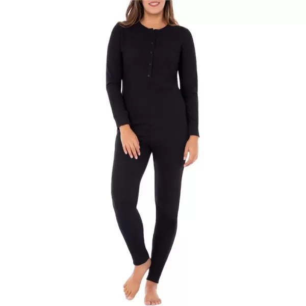 imageFruit of the Loom womens Micro Waffle Premium Thermal Union SuitBlack