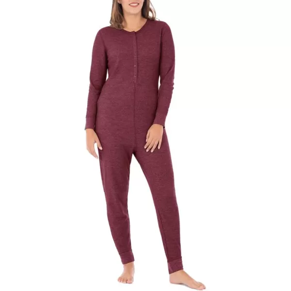 imageFruit of the Loom womens Micro Waffle Premium Thermal Union SuitMerlot Heather