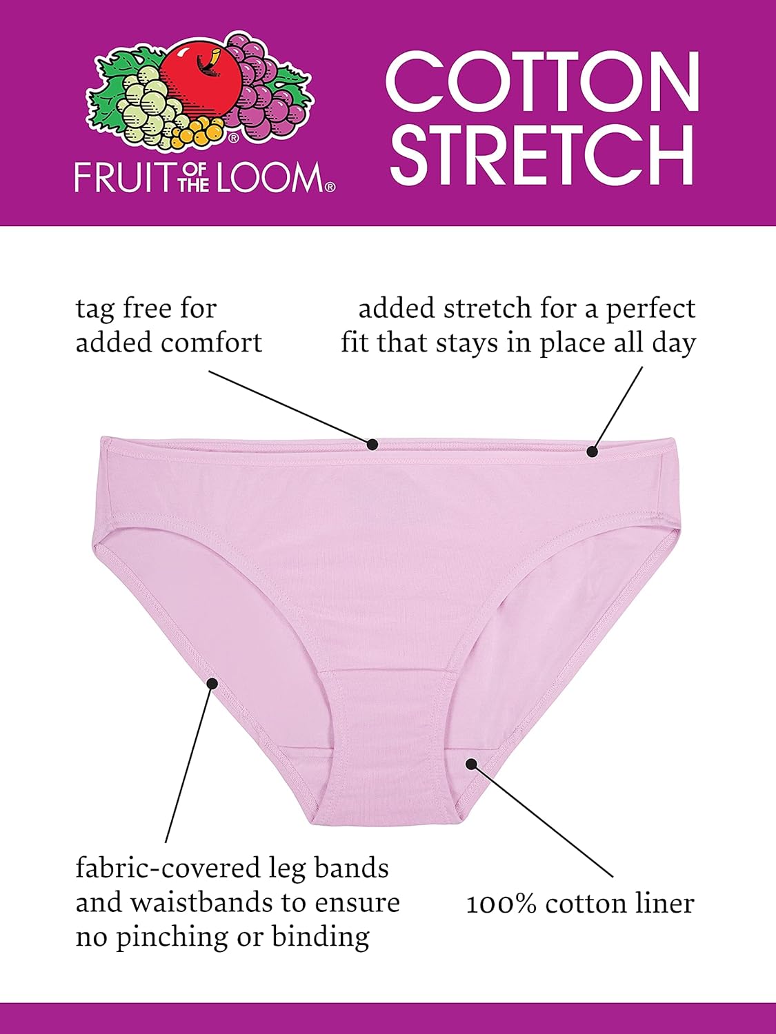 imageFruit of the Loom womens Cotton Stretch Underwear Regular ampamp Plus SizePlus Size Brief  6 Pack  Assorted Color