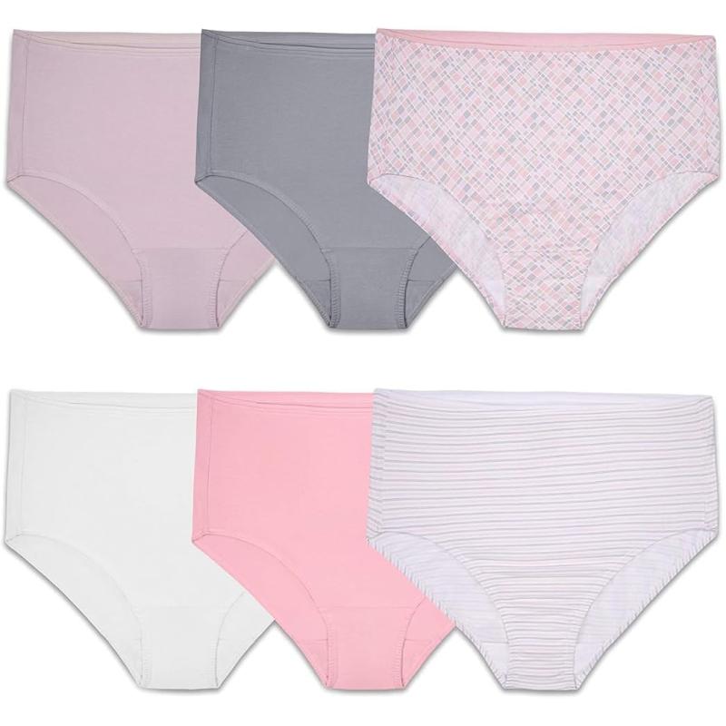 imageFruit of the Loom womens Cotton Stretch Underwear Regular ampamp Plus SizePlus Size Brief  6 Pack  Assorted Color