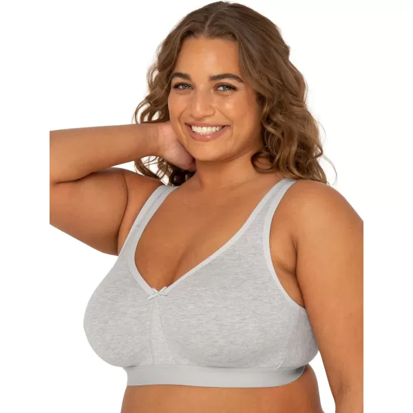 imageFruit of the Loom Fit for Me Womens PlusSize Wireless Cotton Bra Available in Multi PacksHeather Grey