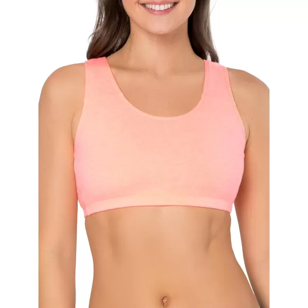 imageFruit of the Loom Womens Built Up Tank Style Sports BraKaleidoscopeKaleidoscopeWhiteWhitePeachPeach