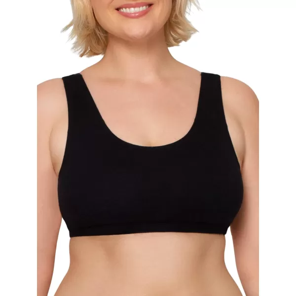 imageFruit of the Loom Womens Built Up Tank Style Sports BraWhiteSandBlack