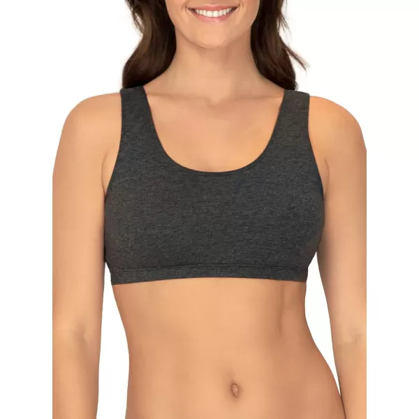 imageFruit of the Loom Womens Built Up Tank Style Sports BraWhiteSandCharcoal Heather