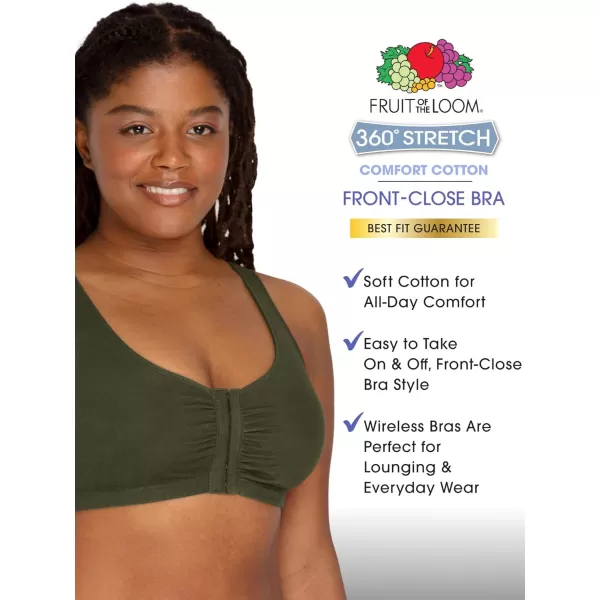 imageFruit of the Loom Womens Front Close Builtup Sports BraDesert Dusk Olive NightBlack