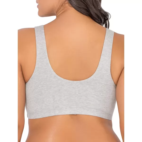 imageFruit of the Loom Womens Front Close Builtup Sports BraHeather GreyWhite 2pack