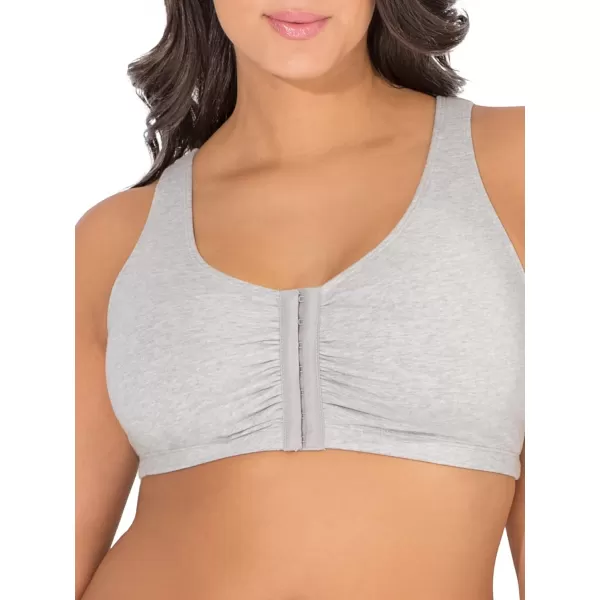 imageFruit of the Loom Womens Front Close Builtup Sports BraHeather GreyWhite 2pack