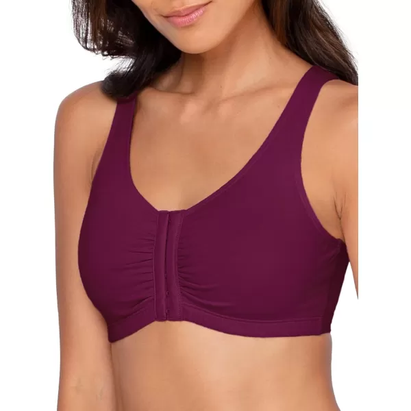 imageFruit of the Loom Womens Front Close Builtup Sports BraLilac WhisperWhitePurple Velvet