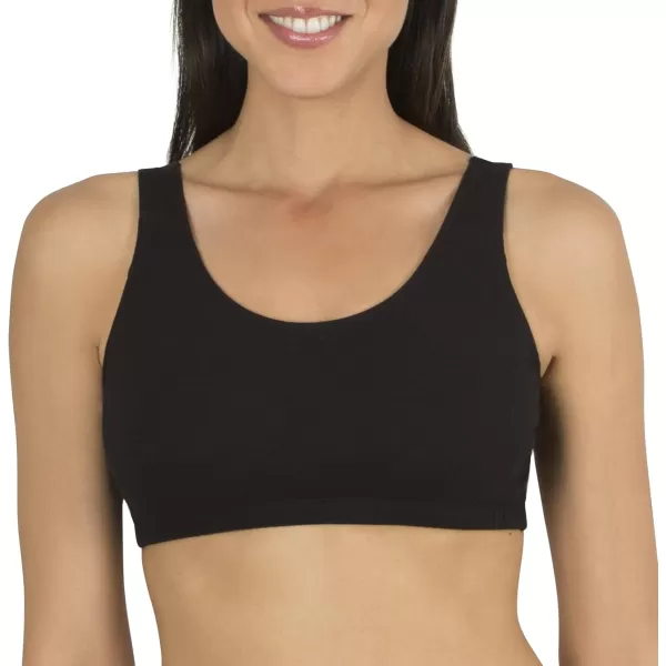 imageFruit of the Loom womens Built Up Tank Style Sports Bra Value PackBlackWhiteHeather Grey