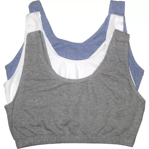 imageFruit of the Loom womens Built Up Tank Style Sports Bra Value PackHeather BlueWhiteHeather Grey