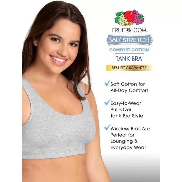 imageFruit of the Loom womens Built Up Tank Style Sports Bra Value PackKitty PinkHyacinthGrey HeatherBlack Hue