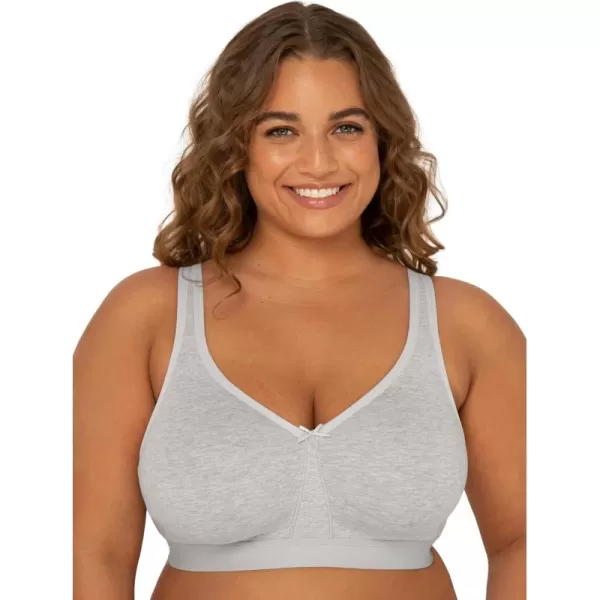 imageFruit of the Loom Fit for Me Womens PlusSize Wireless Cotton Bra Available in Multi PacksHeather Grey