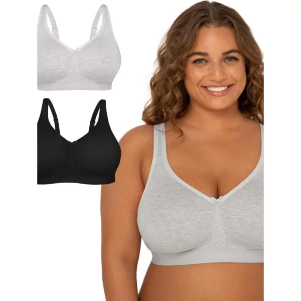 imageFruit of the Loom Fit for Me Womens PlusSize Wireless Cotton Bra Available in Multi PacksHeather GreyBlack Hue