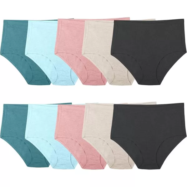 Plus Size Brief - Cotton Blend - 10 Pack - Teal/Pink/Black