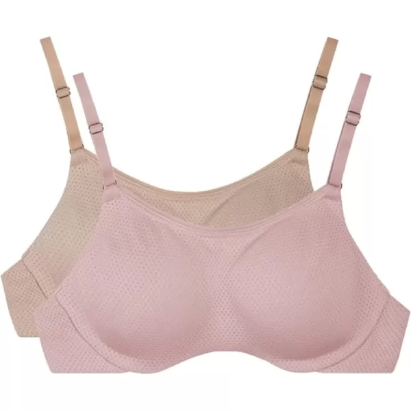 imageFruit of the Loom Womens Breathable Cami Bra with Convertible Straps2 Pack  BeigePink