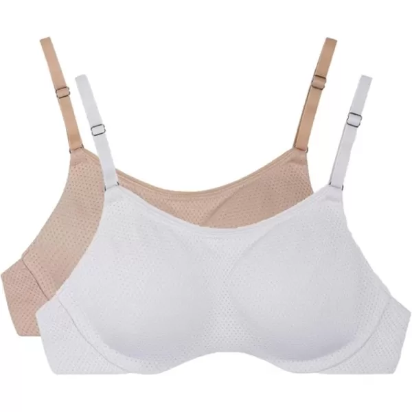 imageFruit of the Loom Womens Breathable Cami Bra with Convertible Straps2 Pack  BeigeWhite