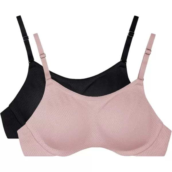 imageFruit of the Loom Womens Breathable Cami Bra with Convertible Straps2 Pack  BlackPink