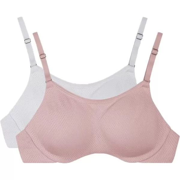 imageFruit of the Loom Womens Breathable Cami Bra with Convertible Straps2 Pack  WhitePink