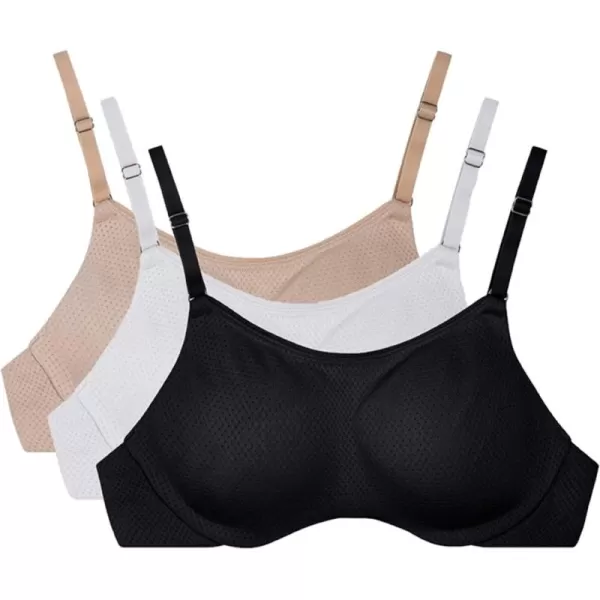 imageFruit of the Loom Womens Breathable Cami Bra with Convertible Straps3 Pack  BeigeWhiteBlack