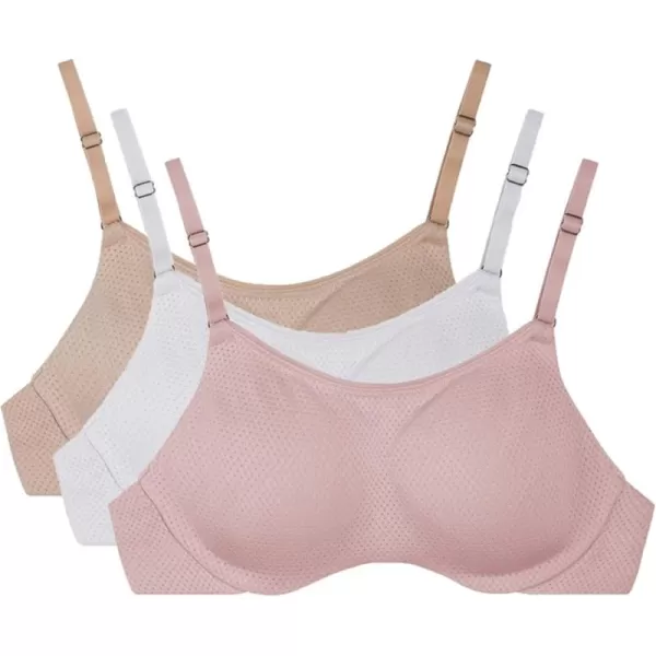 imageFruit of the Loom Womens Breathable Cami Bra with Convertible Straps3 Pack  BeigeWhitePink