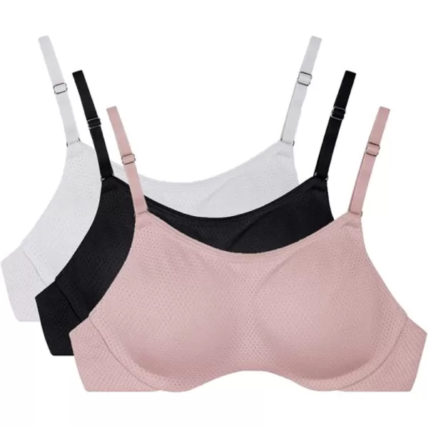 imageFruit of the Loom Womens Breathable Cami Bra with Convertible Straps3 Pack  WhiteBlackPink