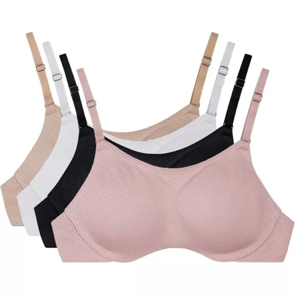 imageFruit of the Loom Womens Breathable Cami Bra with Convertible Straps4 Pack  BeigeBlackWhitePink