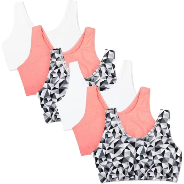 imageFruit of the Loom Womens Built Up Tank Style Sports BraKaleidoscopeKaleidoscopeWhiteWhitePeachPeach